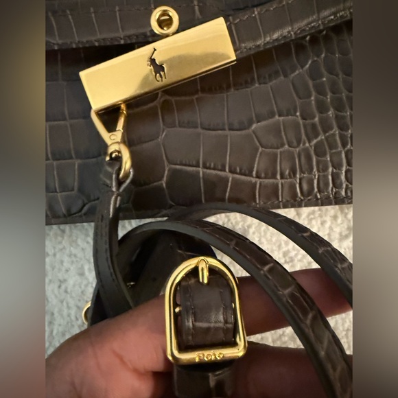 Ralph Lauren Dark Brown Croc Embossed Clutch - Picture 7 of 9